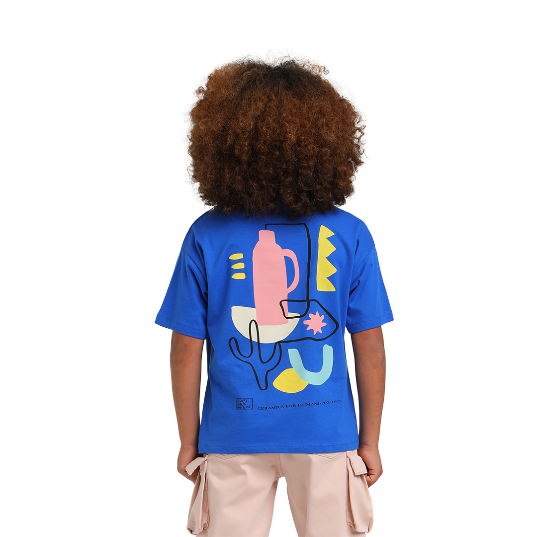 Pot Prints Royal Blue Cotton Tshirt
