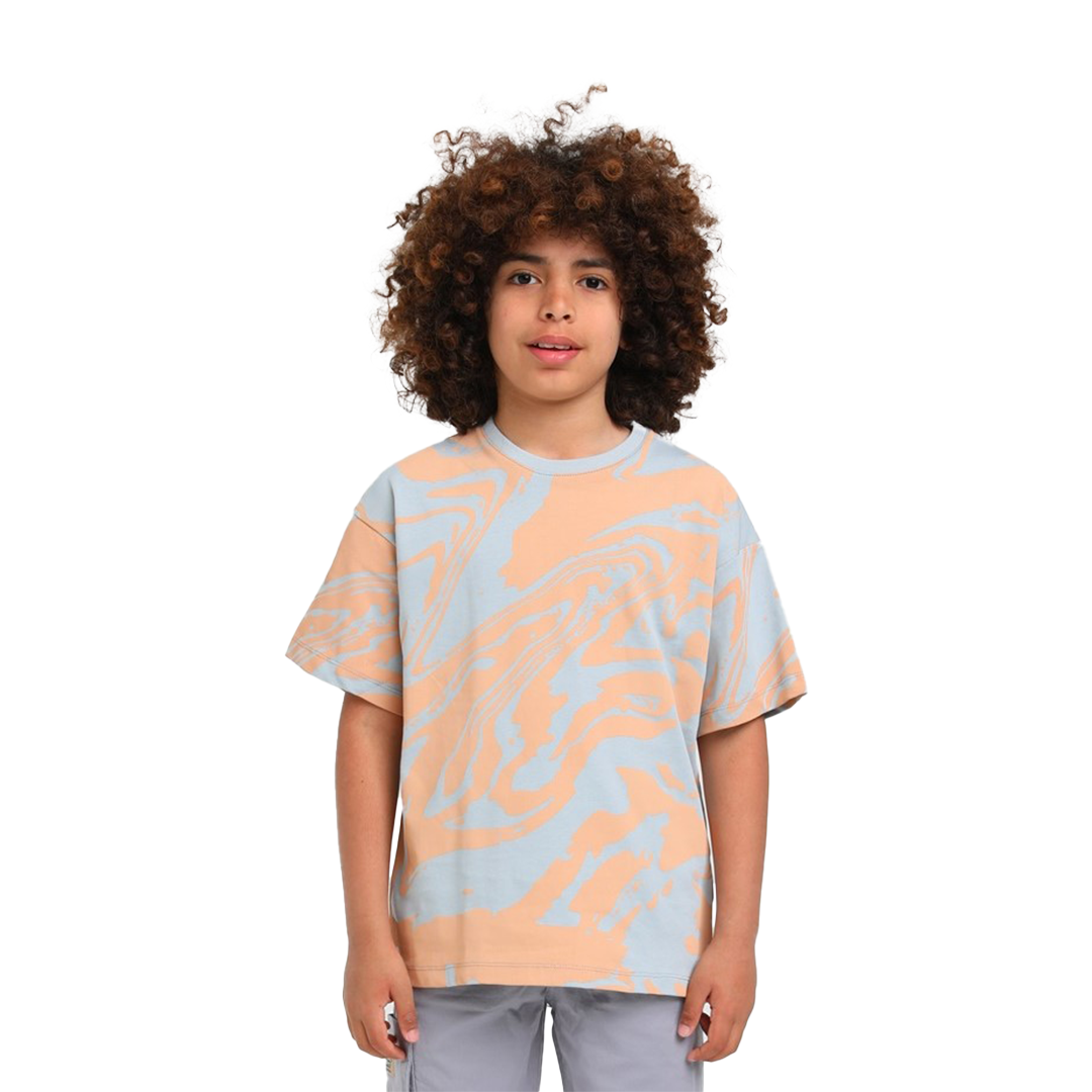 Gray Orange Patterned Tshirt