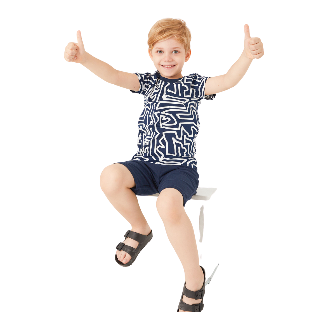 Navy & White Cool Pajama Set