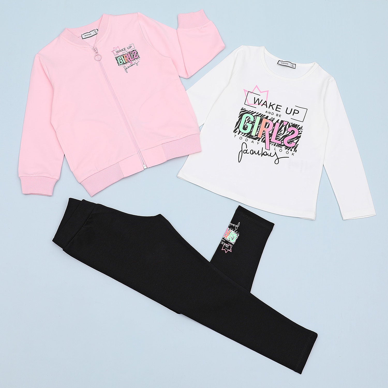 3 Pcs Girls Cotton Tracksuit - 3 Pcs Girls Cotton Tracksuit - 2-3 Years - Wanex - Melymod