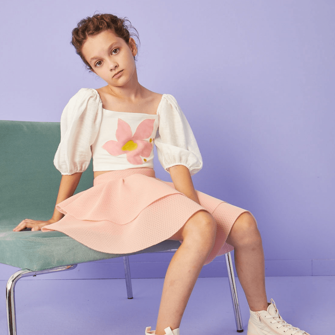 Pink Mini Skirt with Crop Top Set - Pink Mini Skirt with Crop Top Set - 4-5 Years - Lia Lea - Melymod