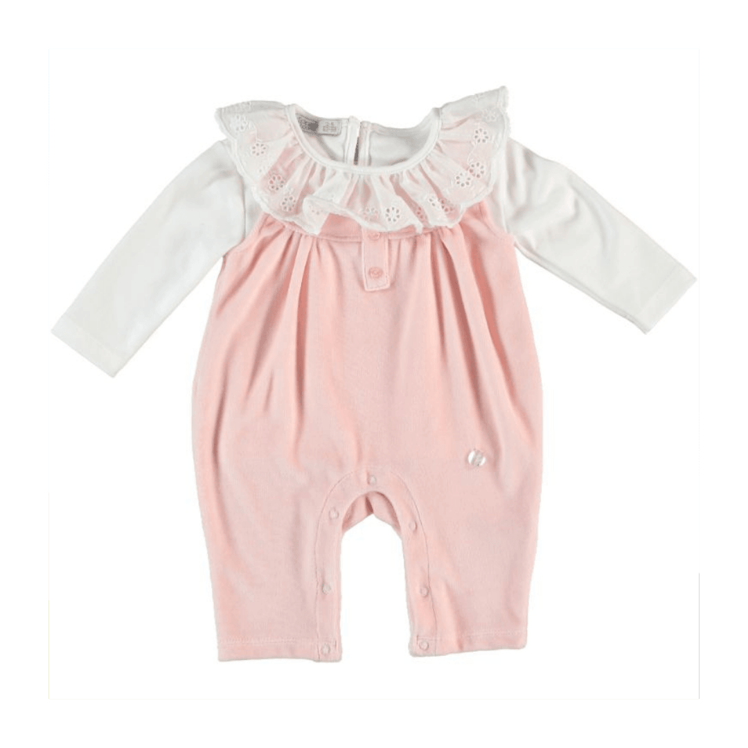 Pink Velvet Jumpsuit with Undershirt - Pink Velvet Jumpsuit with Undershirt - 3-6 Months - Monna Rosa - Melymod