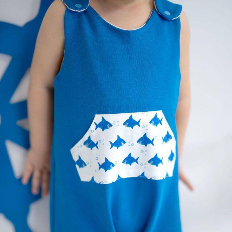 Organic Yellow/Blue Baby Boy Jumpsuit - Organic Yellow/Blue Baby Boy Jumpsuit - 3-6 Months / Blue - NilaKids - Melymod