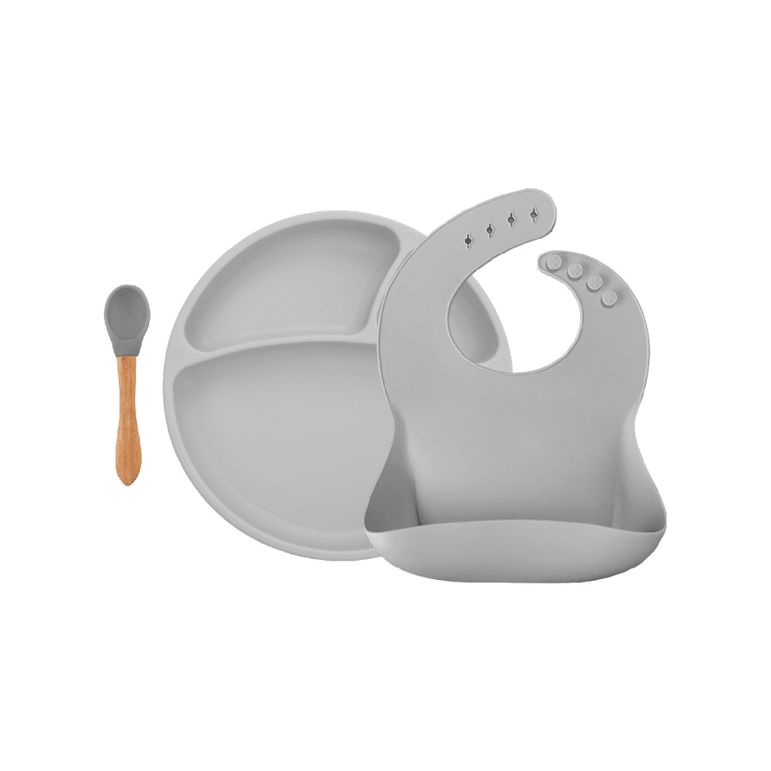 MinikOiOi Feeding Set (BLW2) - Powder Grey - MinikOiOi Feeding Set (BLW2) - Powder Grey - Powder Grey - Minikoioi - Melymod