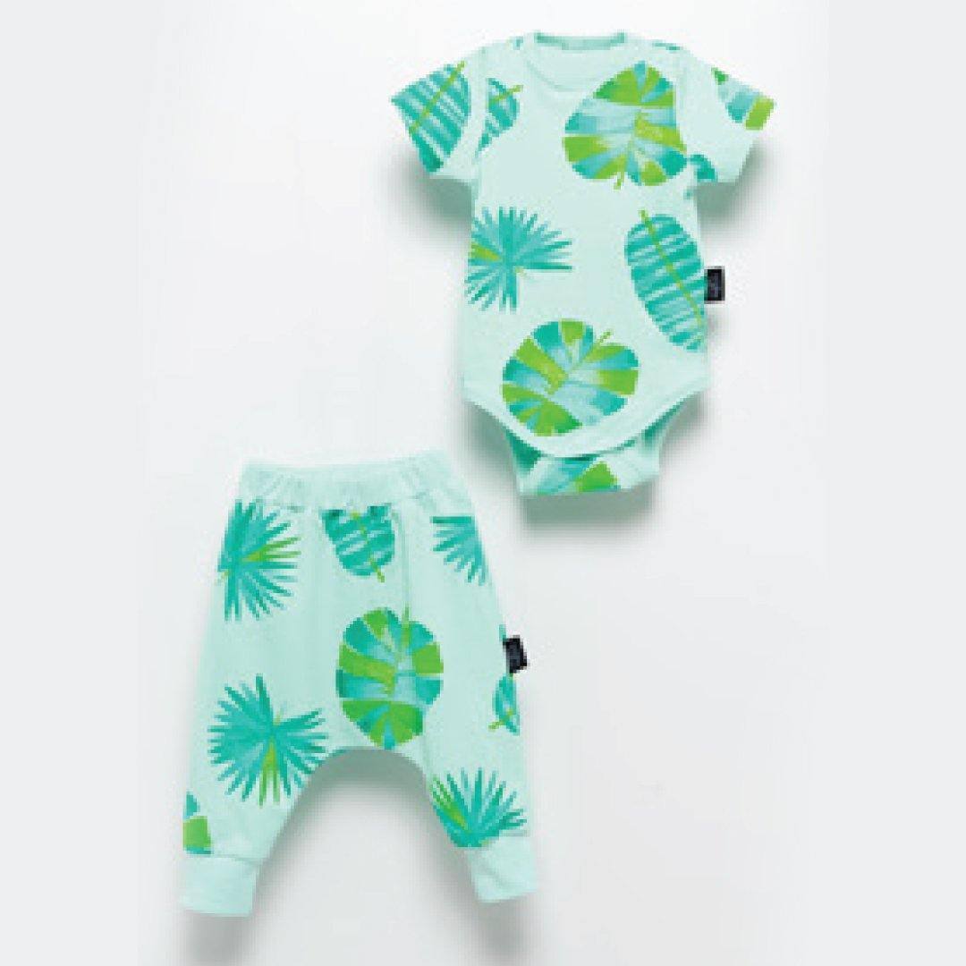 Pants & Short Sleeve Bodysuit - Pants & Short Sleeve Bodysuit - Mint / 3-6 Months - MoiNoi - Melymod