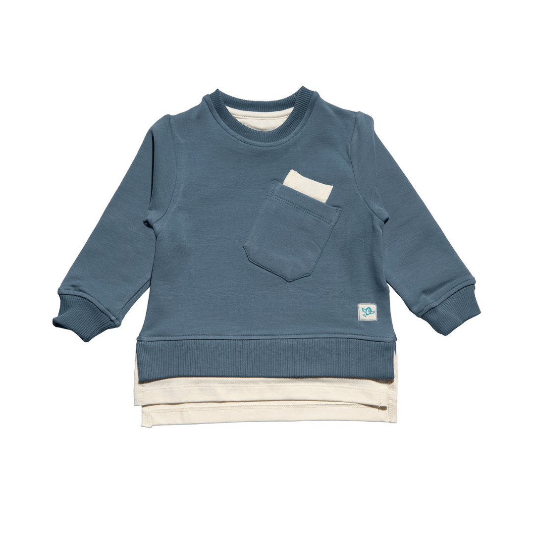 Gray-Blue Organic Cotton Boy Sweat with Pockets with Organic Fit Pants - Gray-Blue Organic Cotton Boy Sweat with Pockets with Organic Fit Pants - 6-12 Months - NilaKids - Melymod