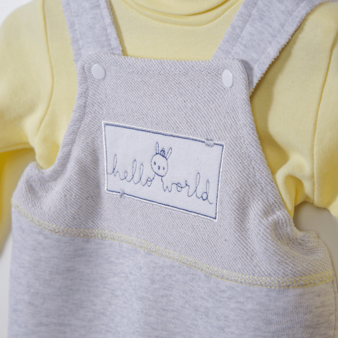 Gray Jumpsuit with Yellow Undershirt - Gray Jumpsuit with Yellow Undershirt - 3-6 Months - Bebetto - Melymod