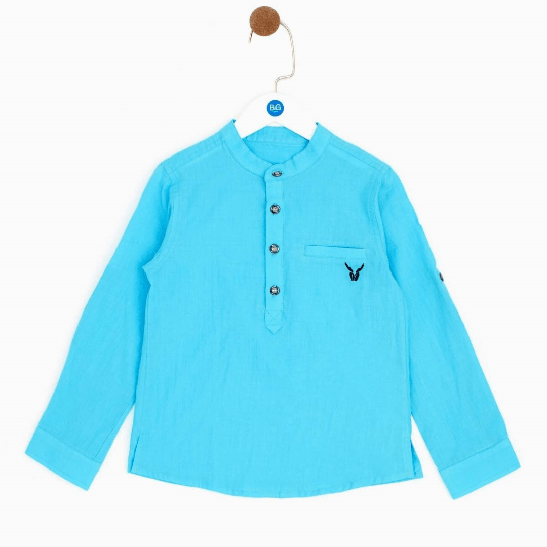 Blue Chinese Boys Shirt - Blue Chinese Boys Shirt - 4 Years - Nebbati - Melymod