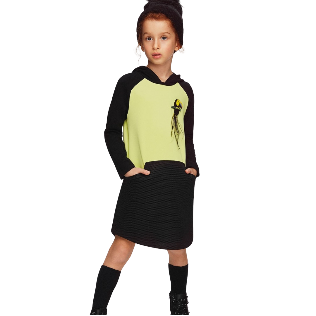 Black & green hooded dress (8-10 Years) - Black & green hooded dress (8-10 Years) - 7-8 Years - Lia Lea - Melymod
