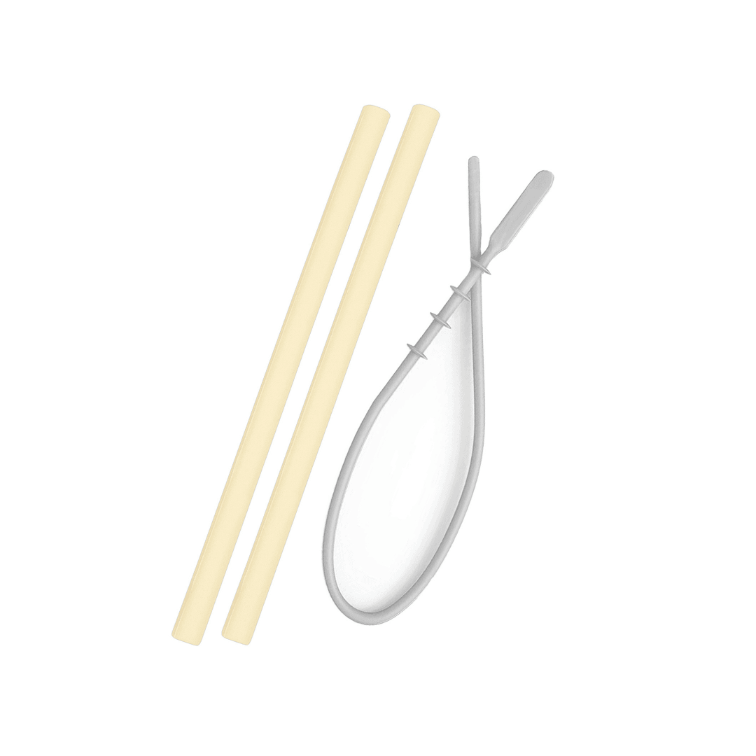 MinikOiOi Flexi Straws - 2pcs Yellow & Brush - MinikOiOi Flexi Straws - 2pcs Yellow & Brush - Mellow Yellow - Minikoioi - Melymod