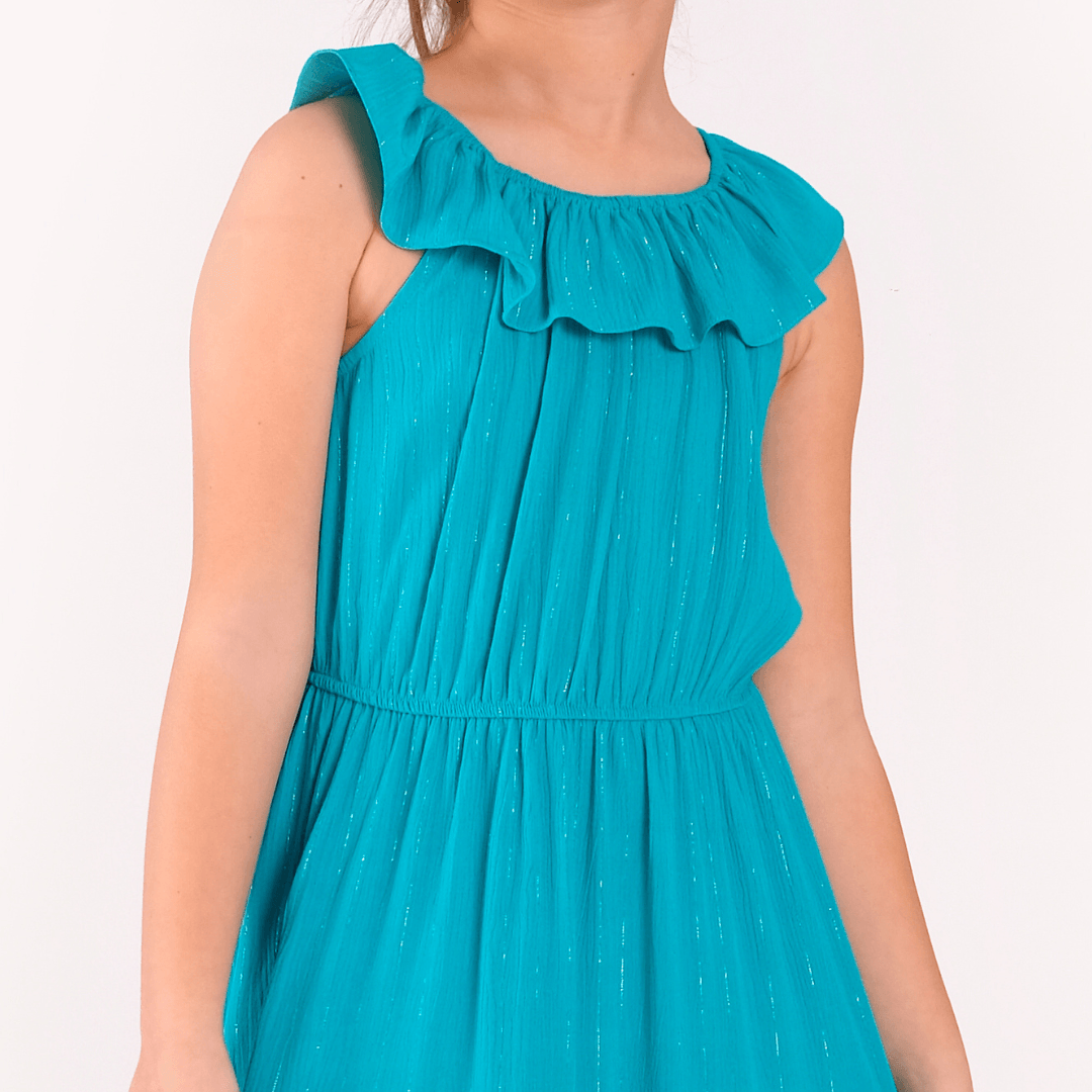 Turquoise Cotton Dress - Turquoise Cotton Dress - 4-5 Years - She She - Melymod