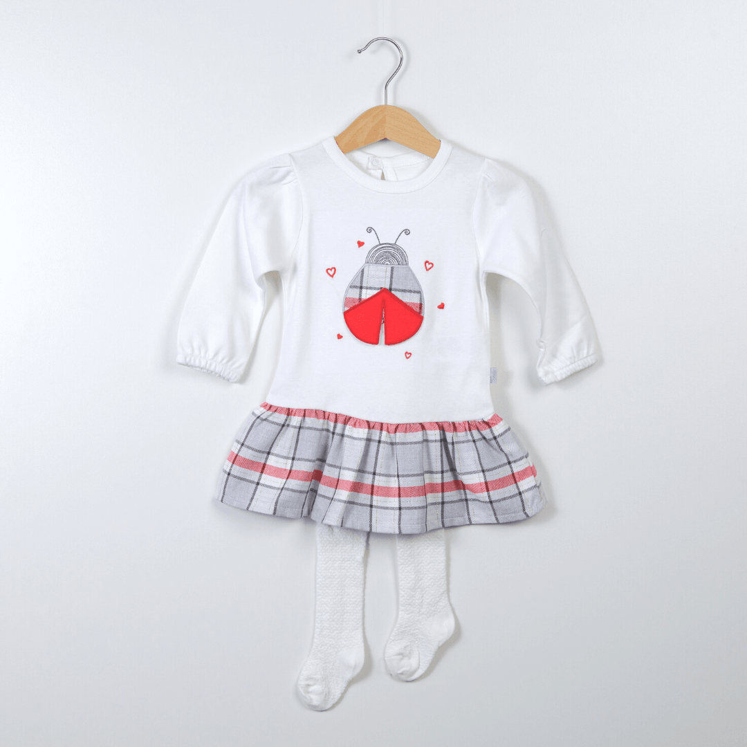 Ladybug White & Red Dress with Tights - Ladybug White & Red Dress with Tights - 6-9 Months - Bebetto - Melymod