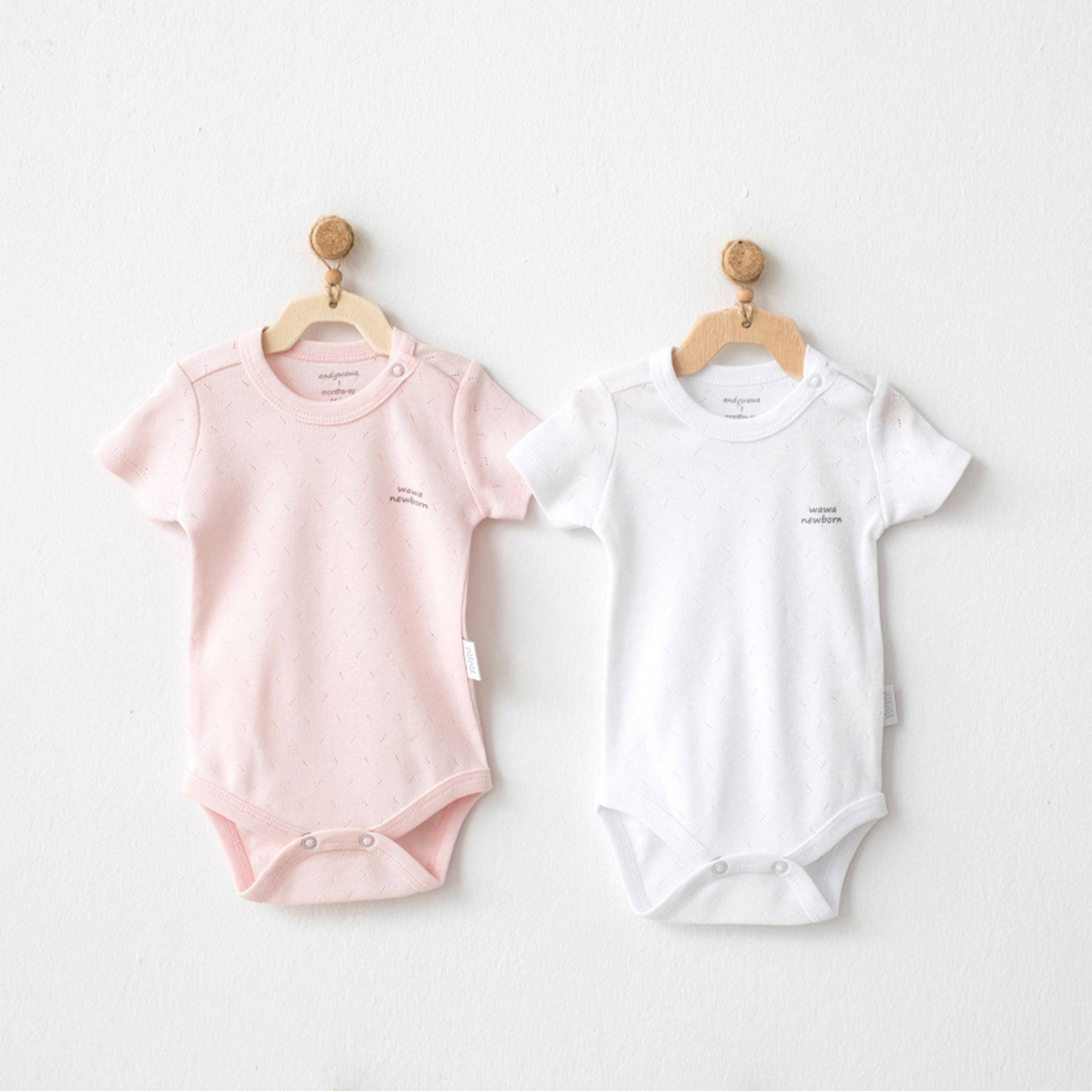 Short Sleeves Bodysuit Set - Short Sleeves Bodysuit Set - 0-1 Months / Pink - Andywawa - Melymod