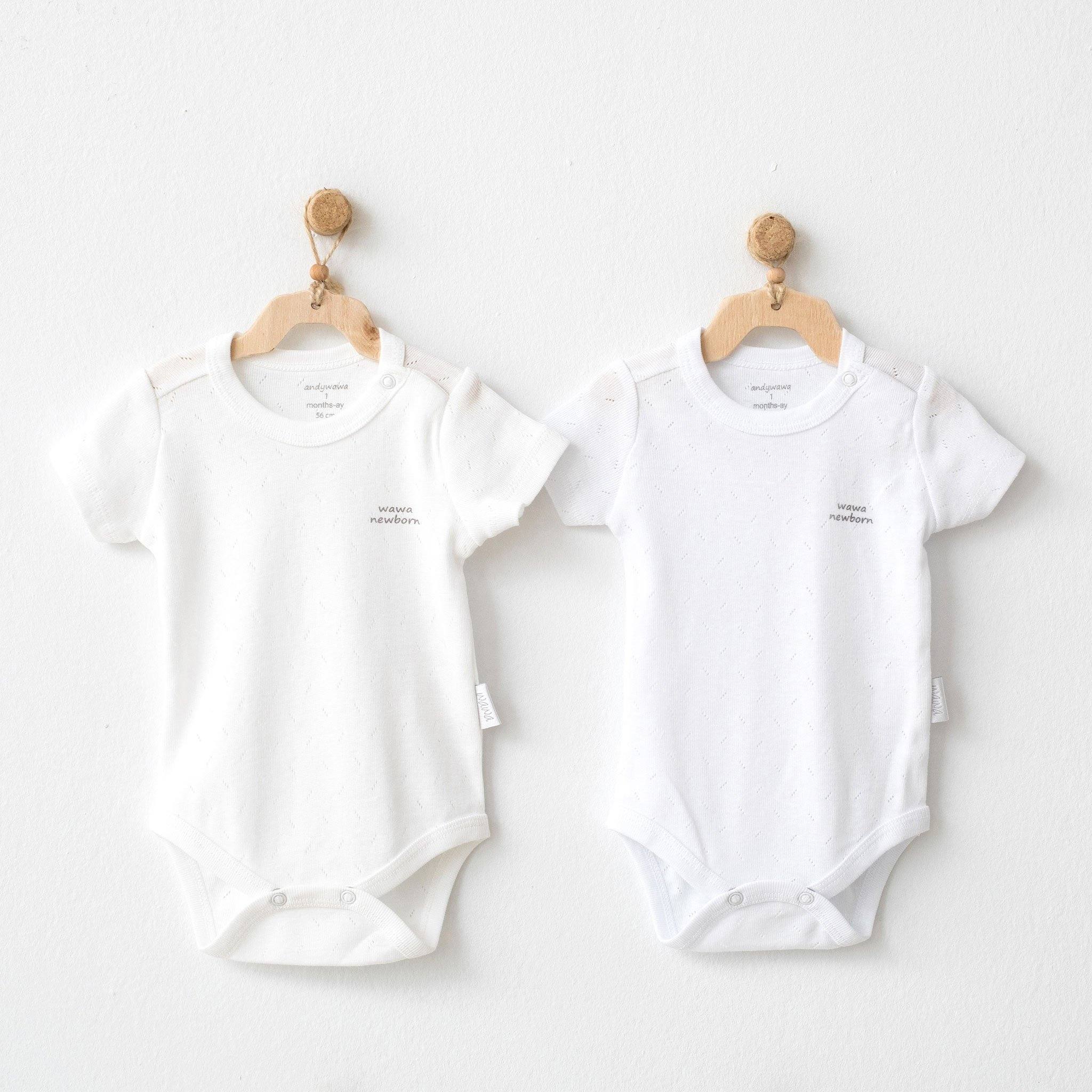 Short Sleeves Bodysuit Set - Short Sleeves Bodysuit Set - 0-1 Months / Off White - Andywawa - Melymod