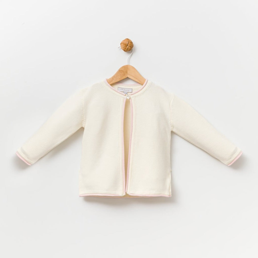 Babydola Ecru-Pink Triko Girl Cardigan - Babydola Ecru-Pink Triko Girl Cardigan - 3-6 Months - babydola - Melymod
