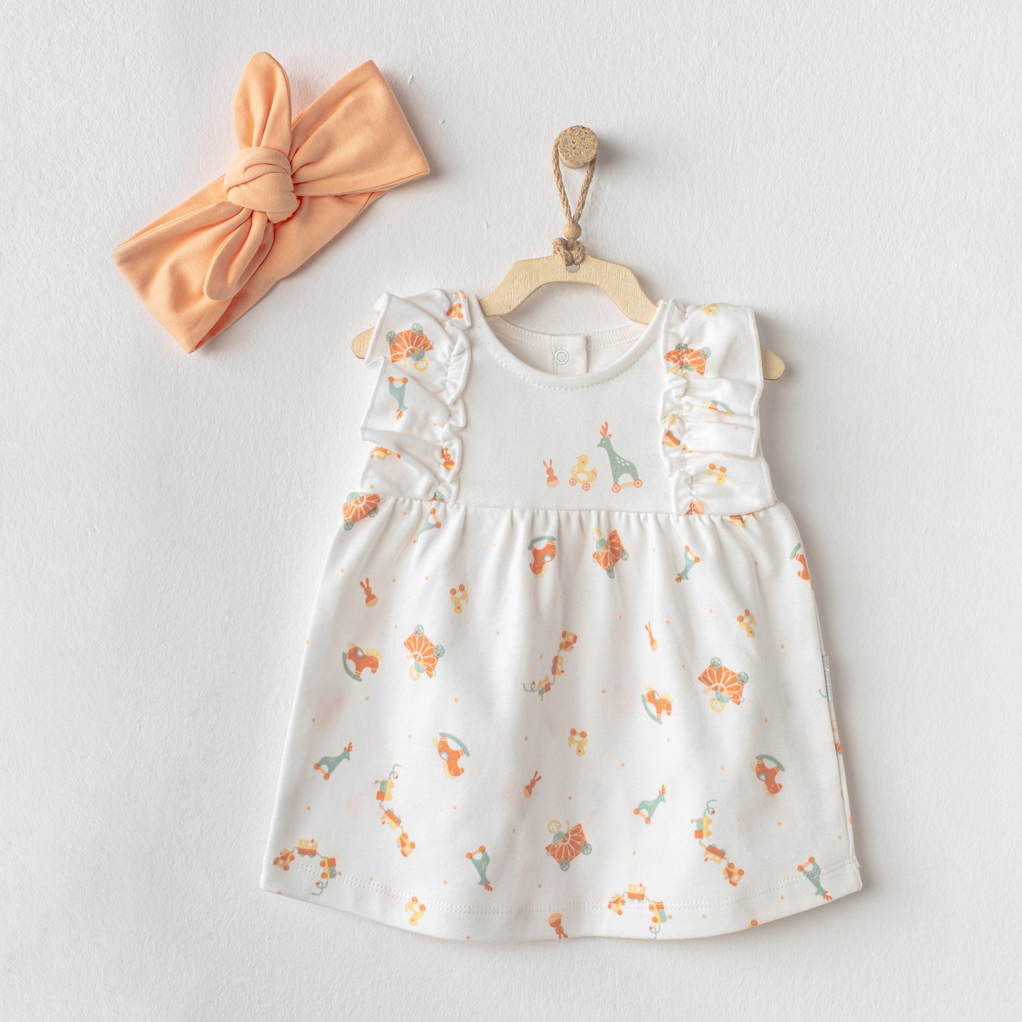 Cute Playmate Patterned Dress & Matching Bandana - Cute Playmate Patterned Dress & Matching Bandana - 1-3 Months - Andywawa - Melymod