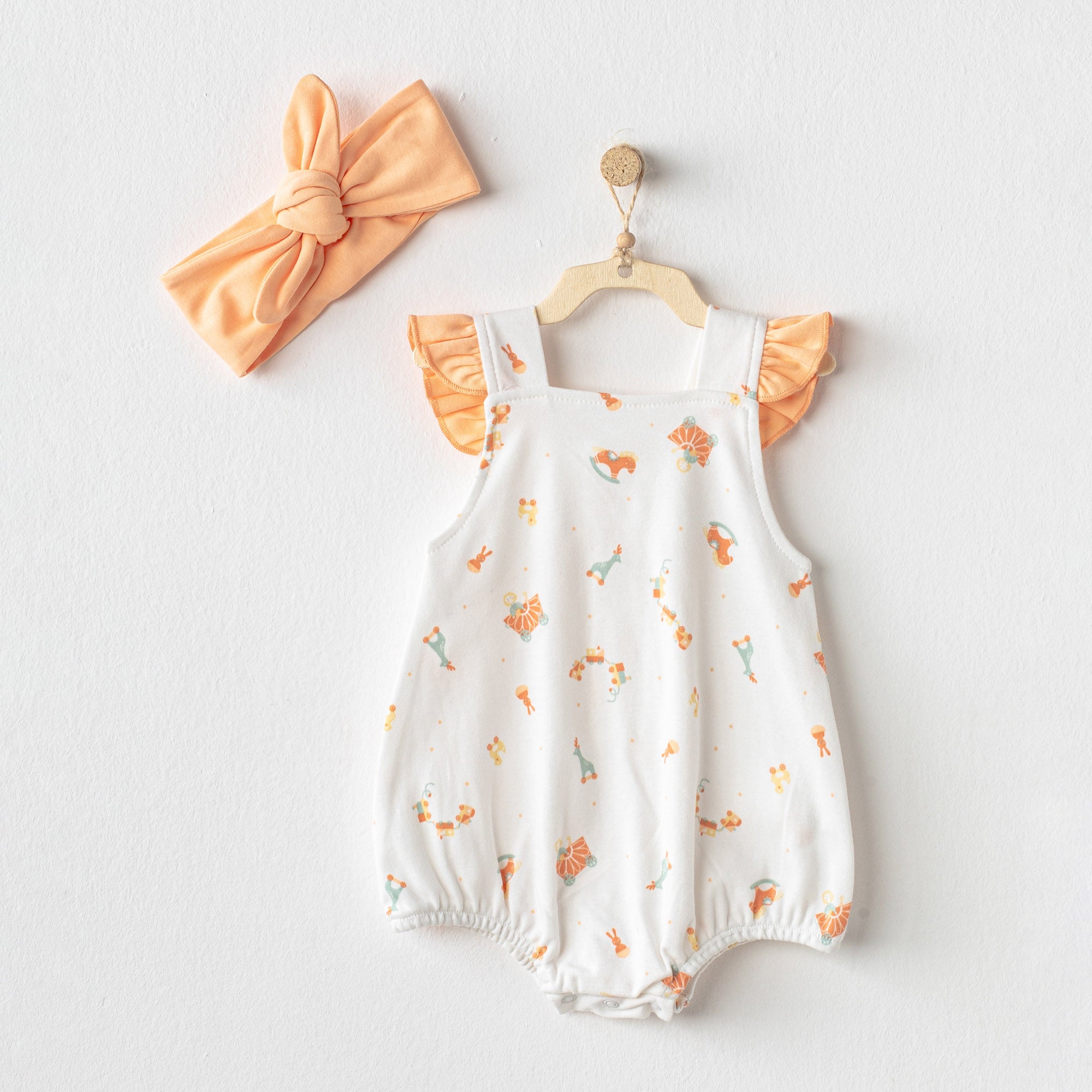 Cute Playmate Patterned Onesie & Matching Headband - Cute Playmate Patterned Onesie & Matching Headband - 1-3 Months - Andywawa - Melymod