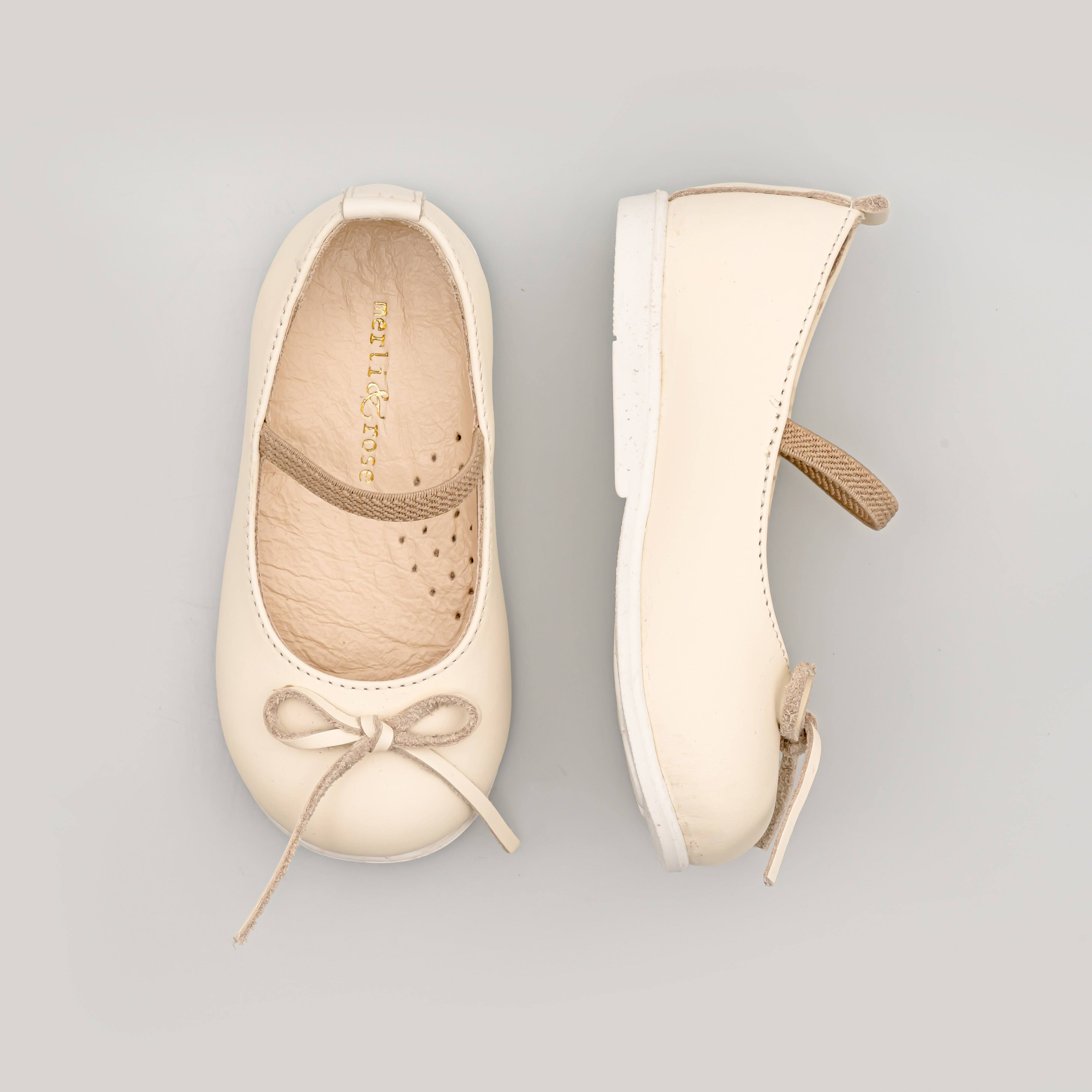 Beige Flat Leather Ballerina - Beige Flat Leather Ballerina - 20 EU - Merli & Rose - Melymod