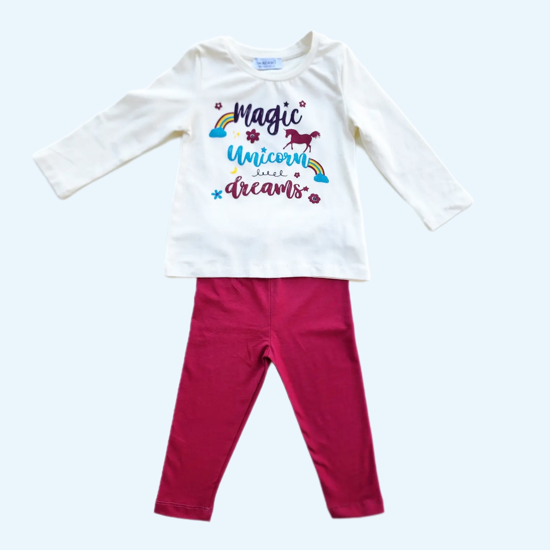 Magic Unicorn Dreams Girls Pajama - Magic Unicorn Dreams Girls Pajama - 1-2 Years / White/Salmon - Macawi - Melymod