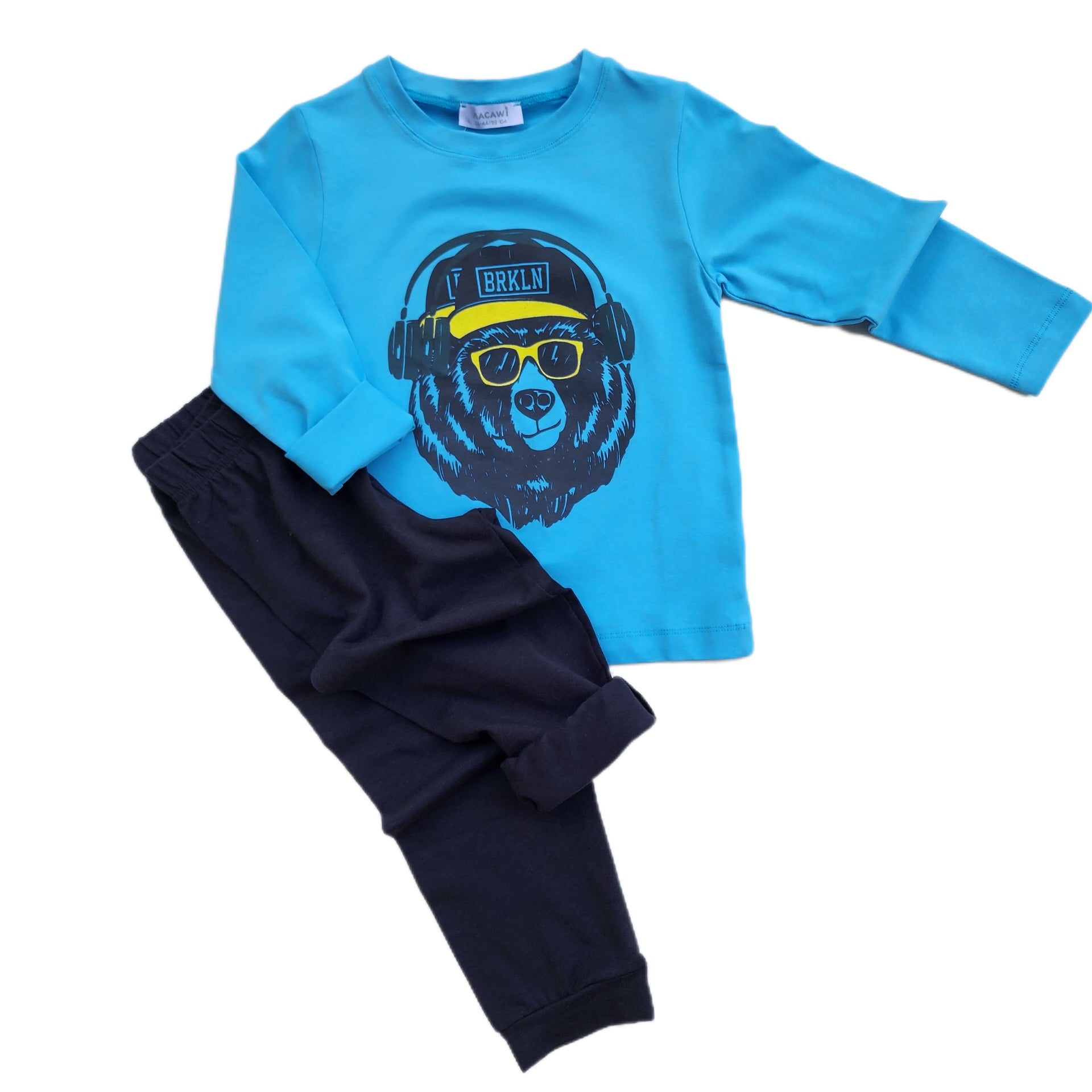 BRKLN Boys Pajama - BRKLN Boys Pajama - Light Blue/ Navy Blue / 3-4 Years - Macawi - Melymod