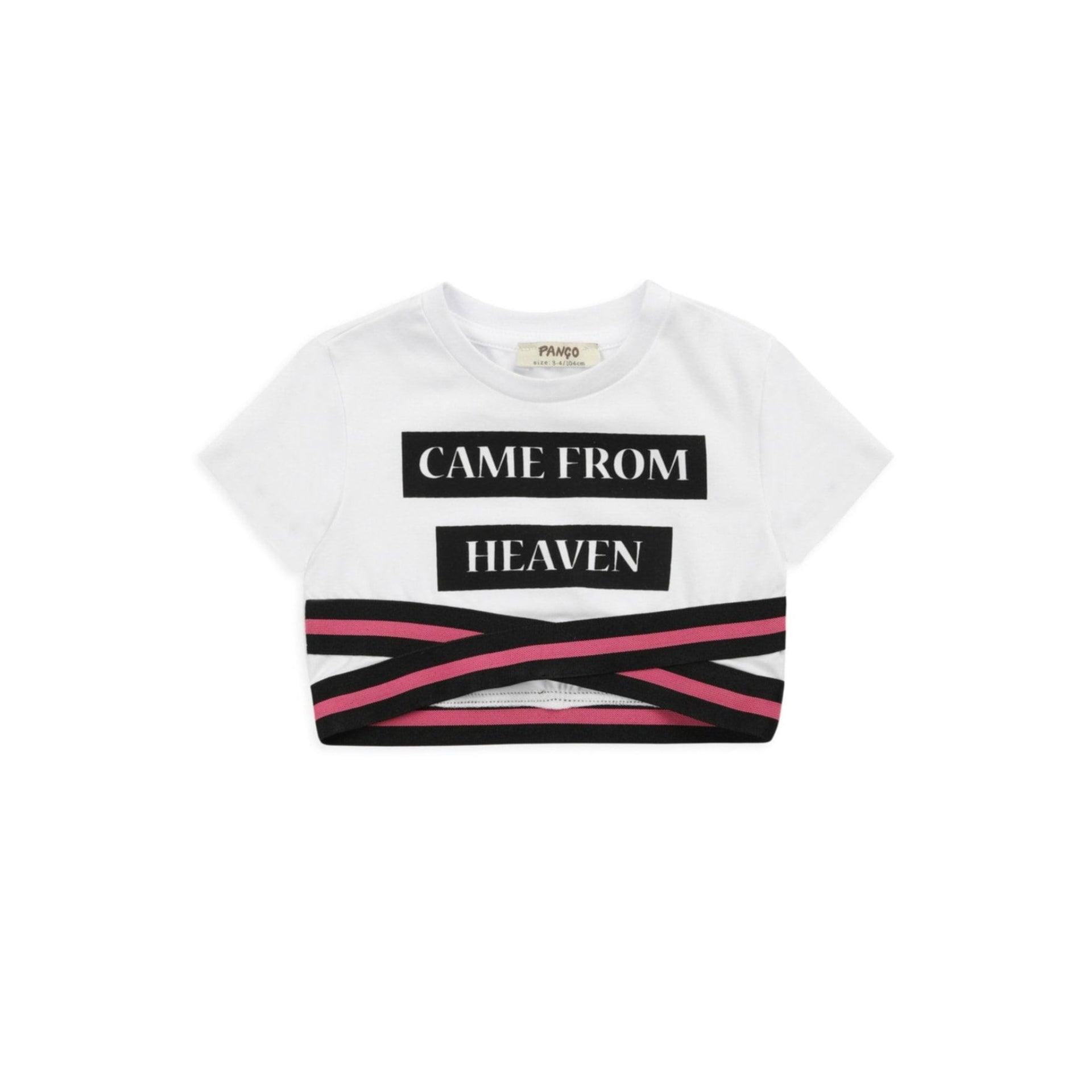 Came From Heaven Crop T-shirt & Fuchsia Shorts set - Came From Heaven Crop T-shirt & Fuchsia Shorts set - 3-4 Years - Poncho - Melymod