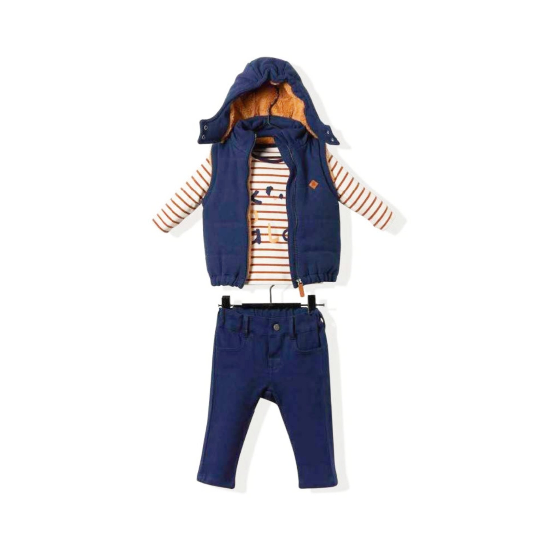 Navy Blue Trouser with Gilet & Koala Top Set - Navy Blue Trouser with Gilet & Koala Top Set - 6-9 Months - Bebetto - Melymod