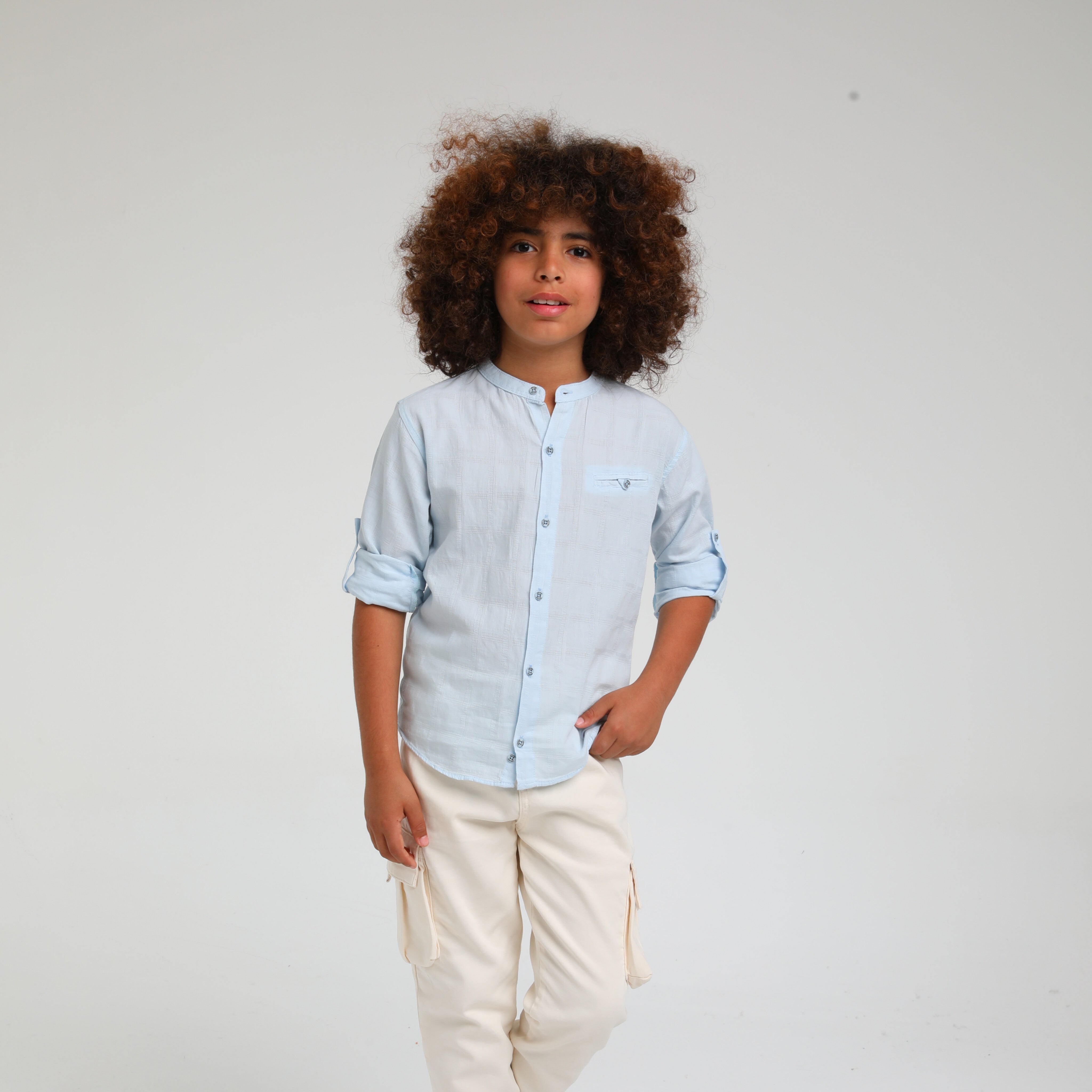 Light Blue Linen Casual Shirt - Light Blue Linen Casual Shirt - 4-5 Years - Escabel - Melymod