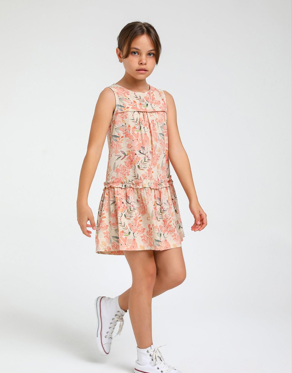 Orange Full Printed Floral Short Dress - Orange Full Printed Floral Short Dress - 5-6 Years - Escabel - Melymod