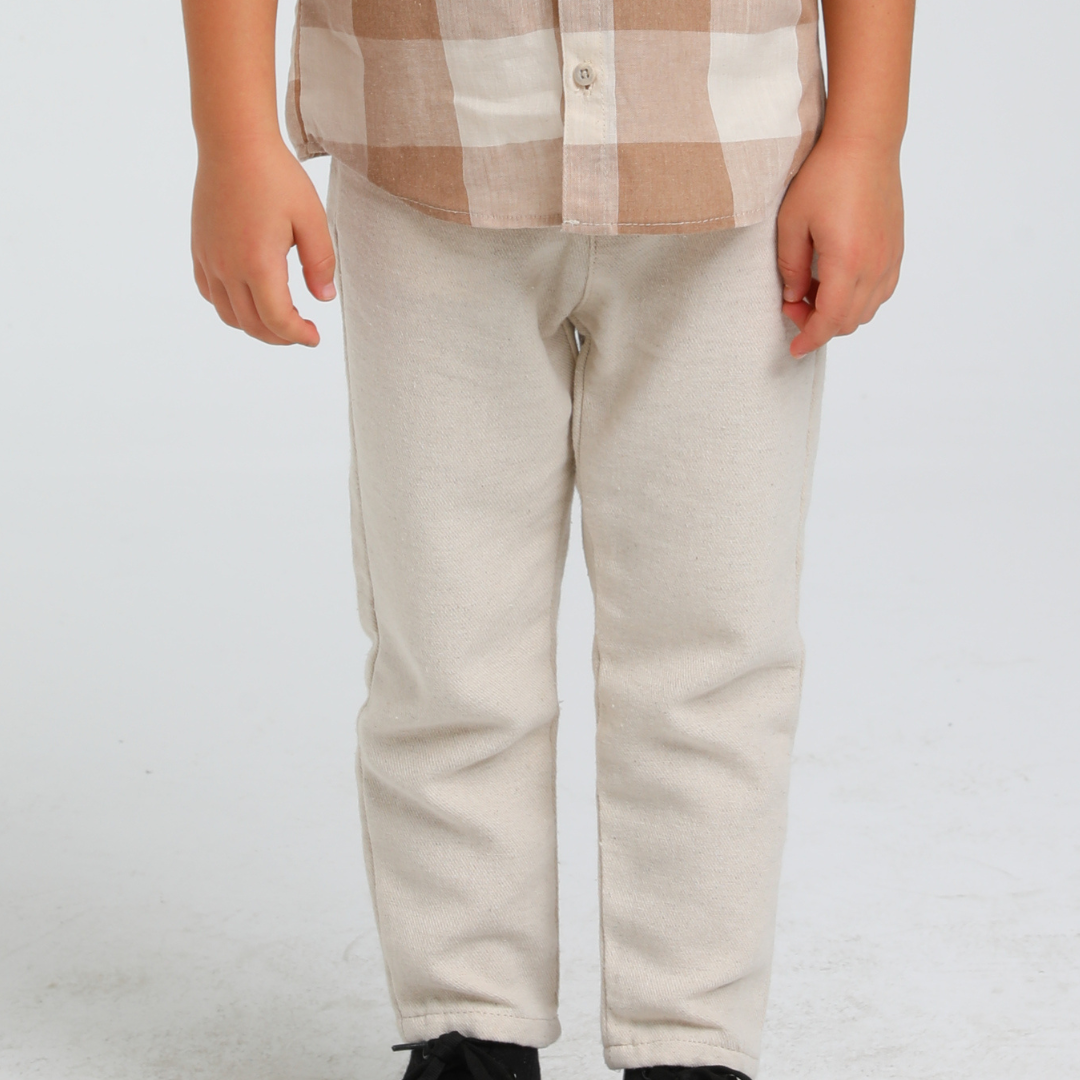 Beige Linen Trousers Regular Fit - Beige Linen Trousers Regular Fit - 4-5 Years - Escabel - Melymod