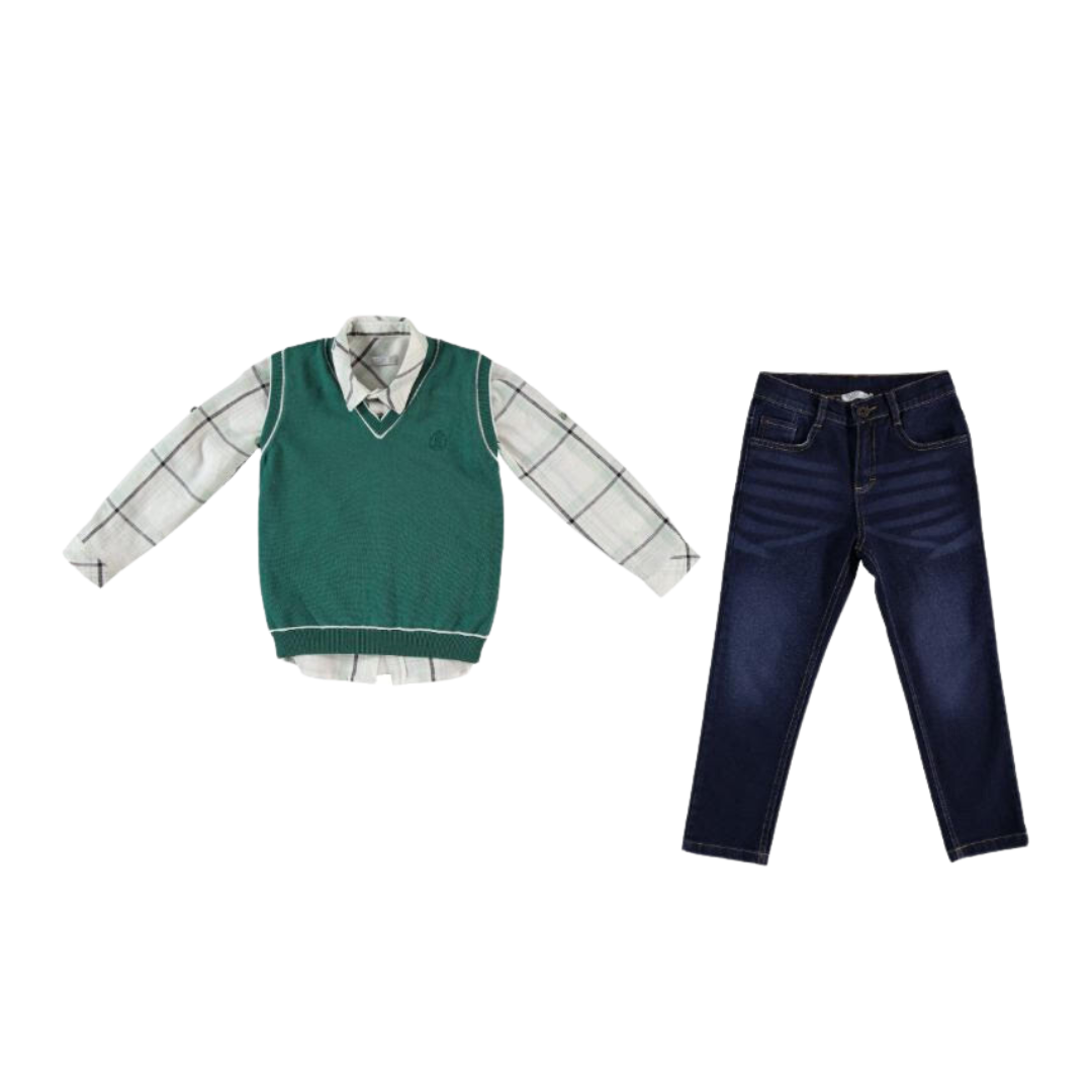 Vest & Shirt 3 pieces Casual Set - Vest & Shirt 3 pieces Casual Set - 6-7 Years - Monna Rosa - Melymod