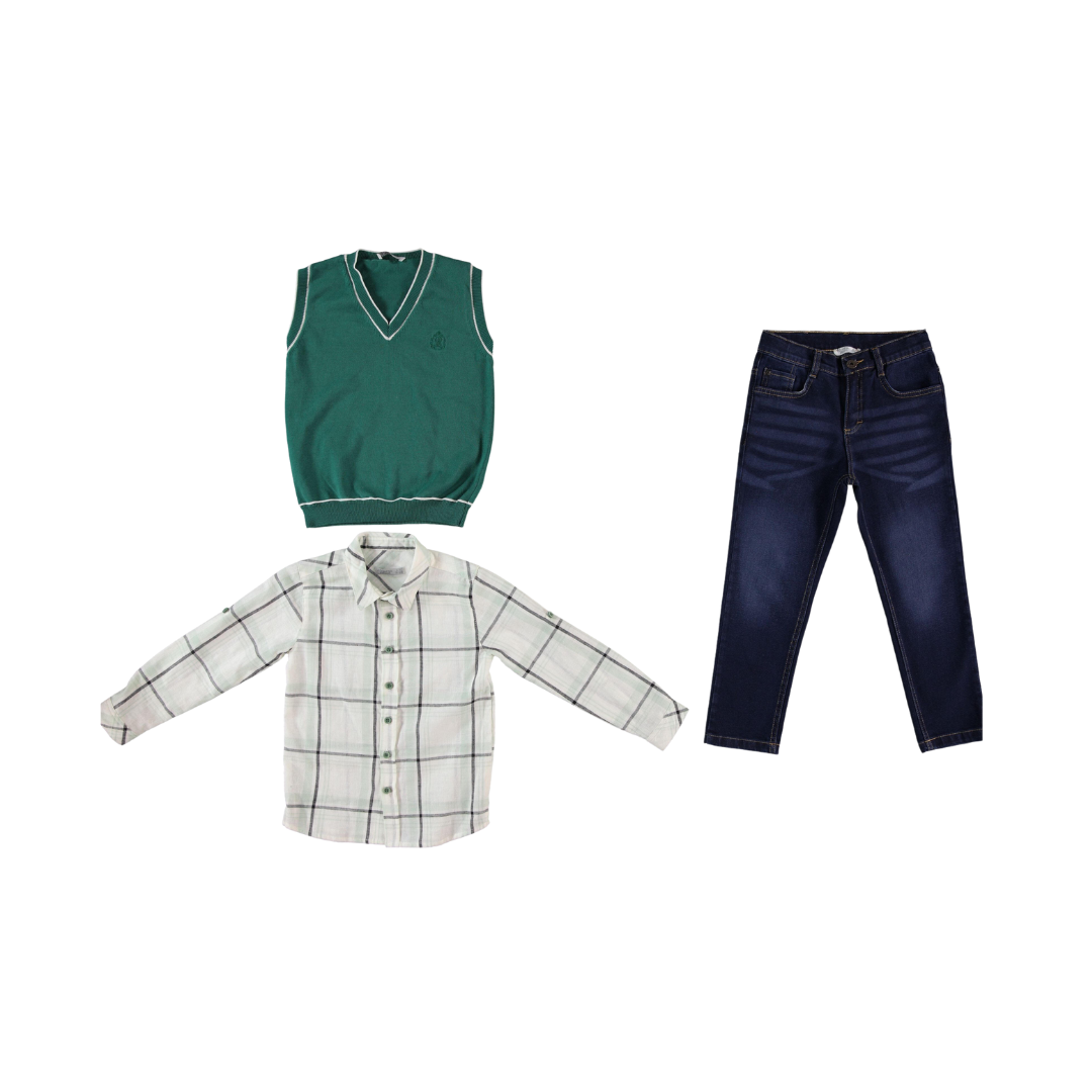 Vest & Shirt 3 pieces Casual Set - Vest & Shirt 3 pieces Casual Set - 6-7 Years - Monna Rosa - Melymod