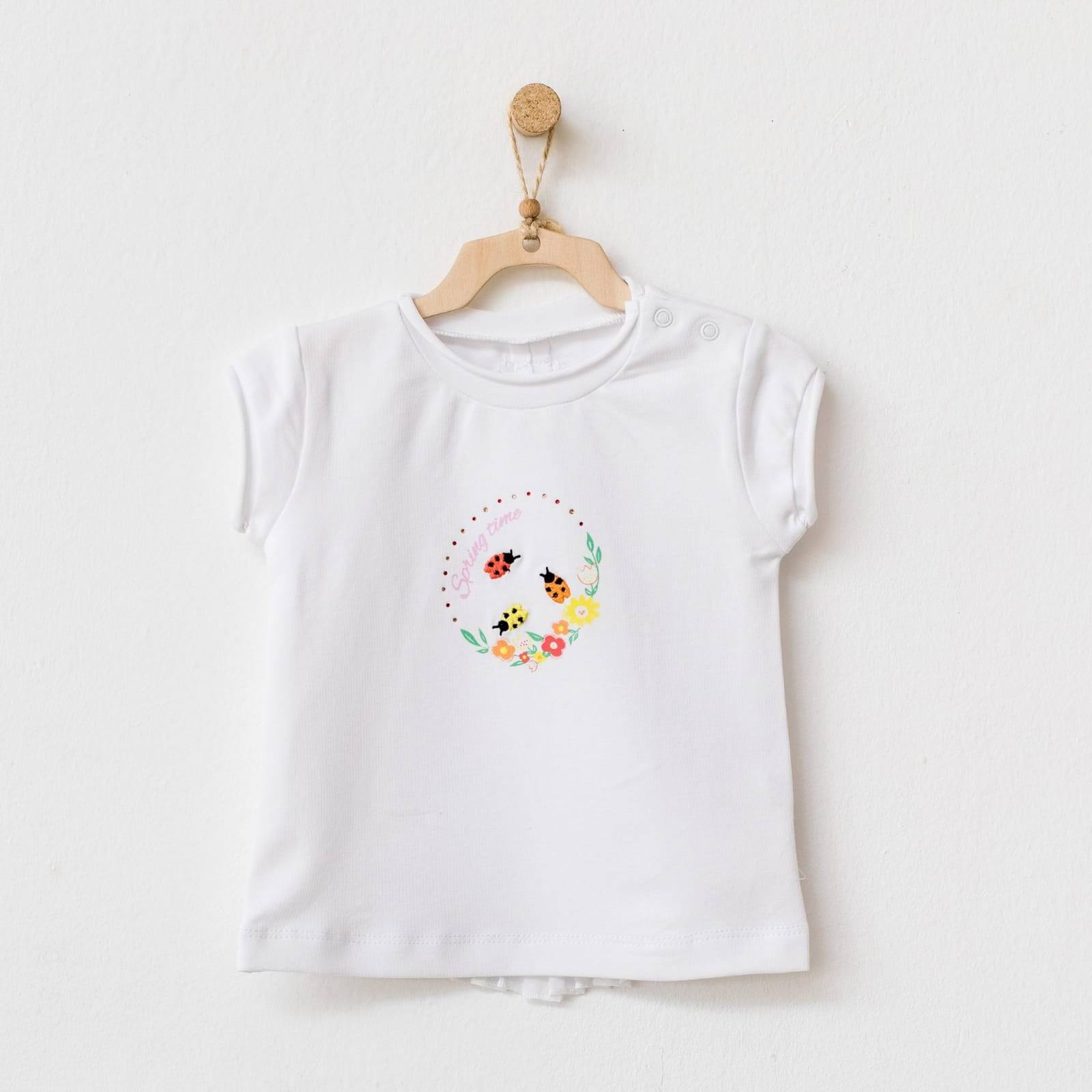 White Short Sleeve T-shirt for baby girls 0 to 2 yrs - White Short Sleeve T-shirt for baby girls 0 to 2 yrs - 1-3 Months / White - Andywawa - Melymod