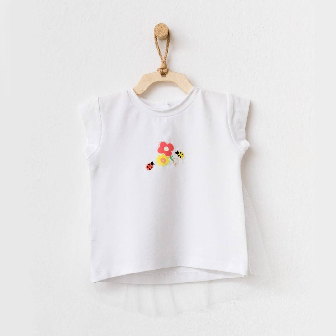 Floral baby girl T-shirt 0 to 2 yrs / Yellow & White