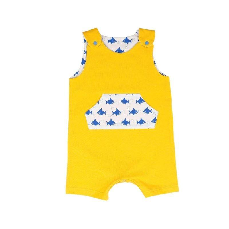 Organic Yellow/Blue Baby Boy Jumpsuit - Organic Yellow/Blue Baby Boy Jumpsuit - 3-6 Months / Blue - NilaKids - Melymod