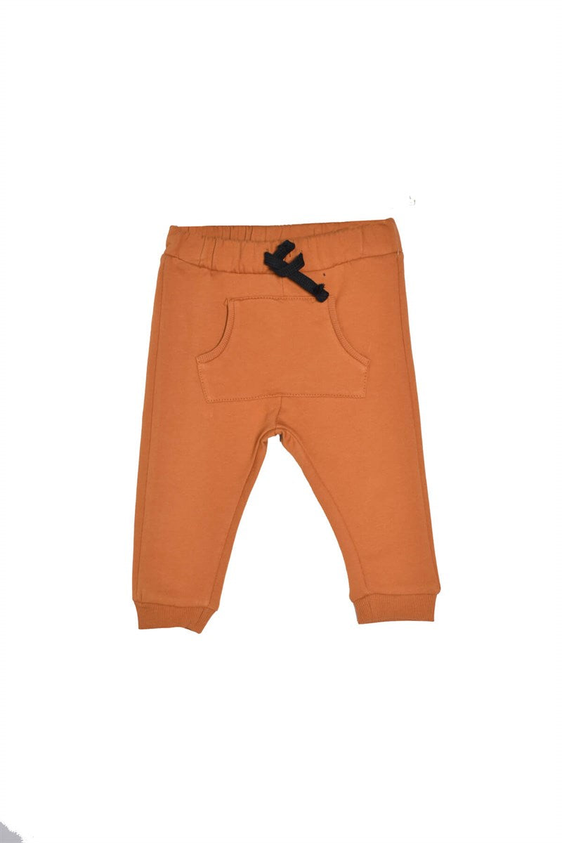 Brown Elastic Waist Baby Boy Sweatpants - Brown Elastic Waist Baby Boy Sweatpants - 3-6 Months - Silversun - Melymod