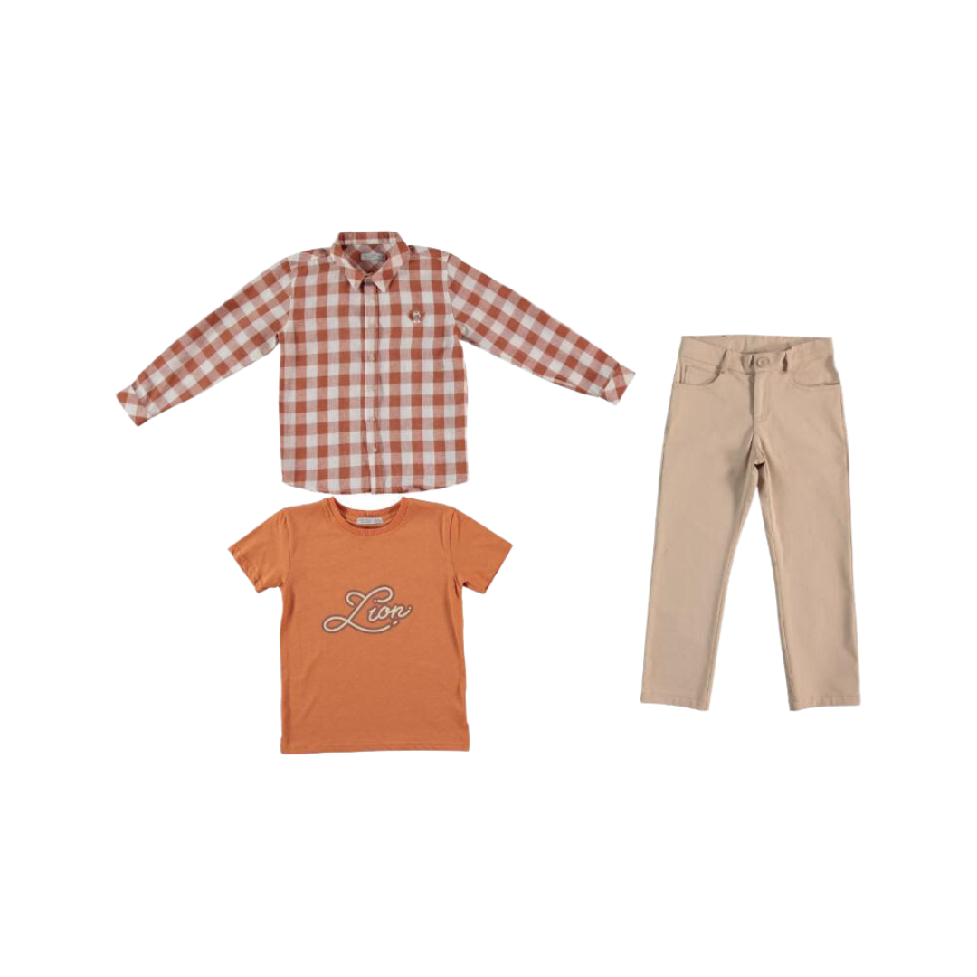 Lion Orange Casual 3 pieces Set - Lion Orange Casual 3 pieces Set - 6-7 Years - Monna Rosa - Melymod
