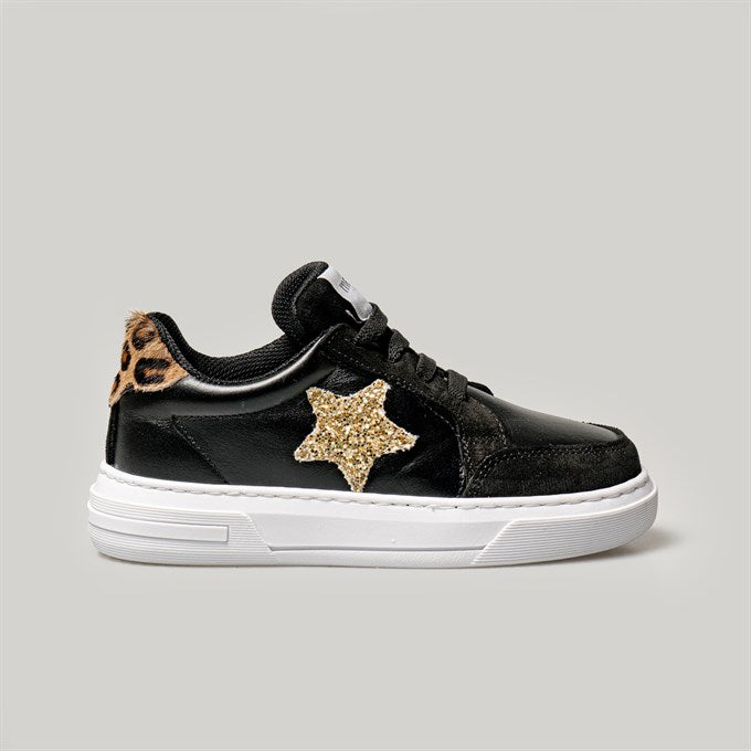 Merli&Rose Leather Star Sneakers | Black-Leopard - Merli&Rose Leather Star Sneakers | Black-Leopard - 21 EU - Merli & Rose - Melymod
