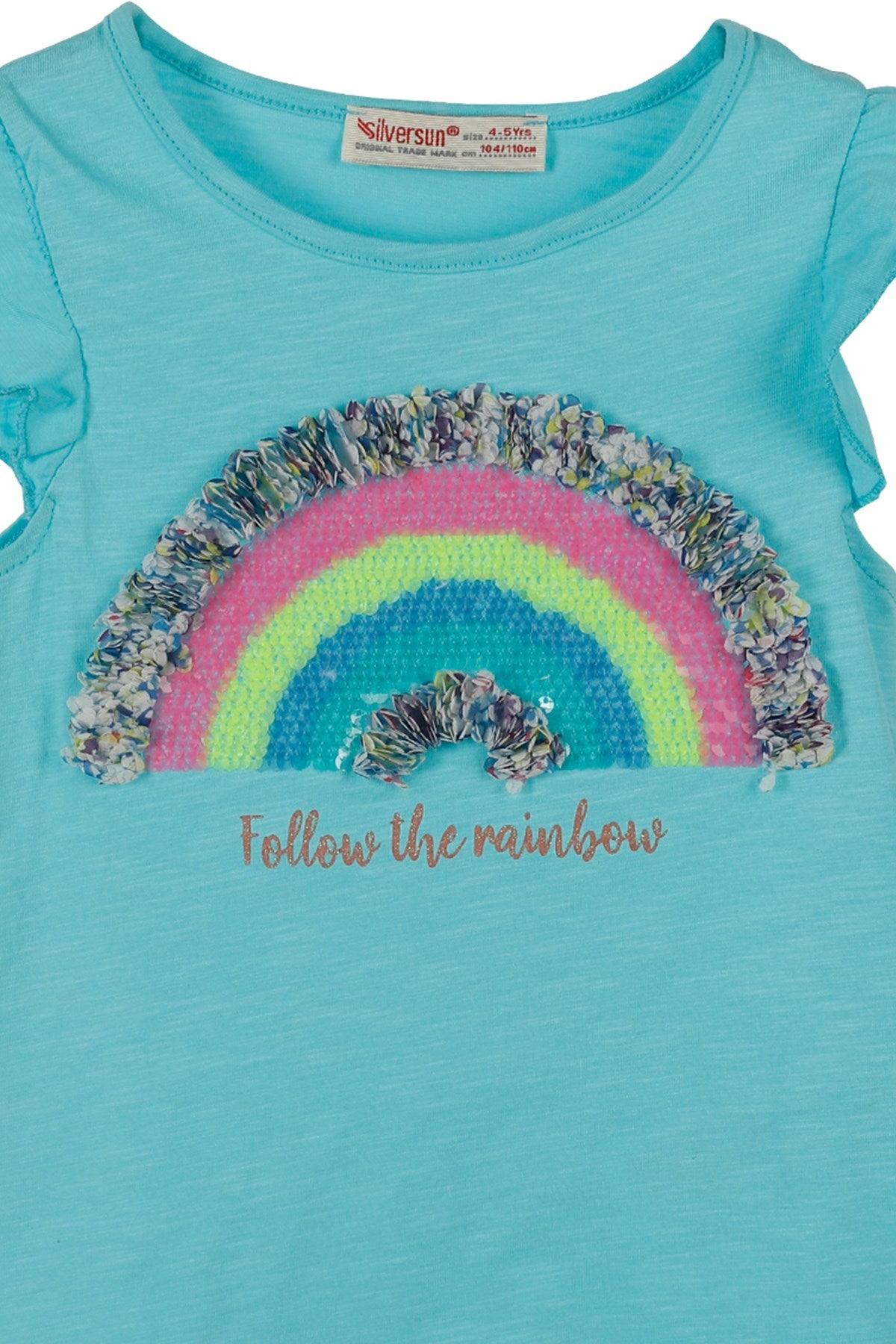 Rainbow Girls Top - Rainbow Girls Top - 2-3 Years / Blue - Silversun - Melymod