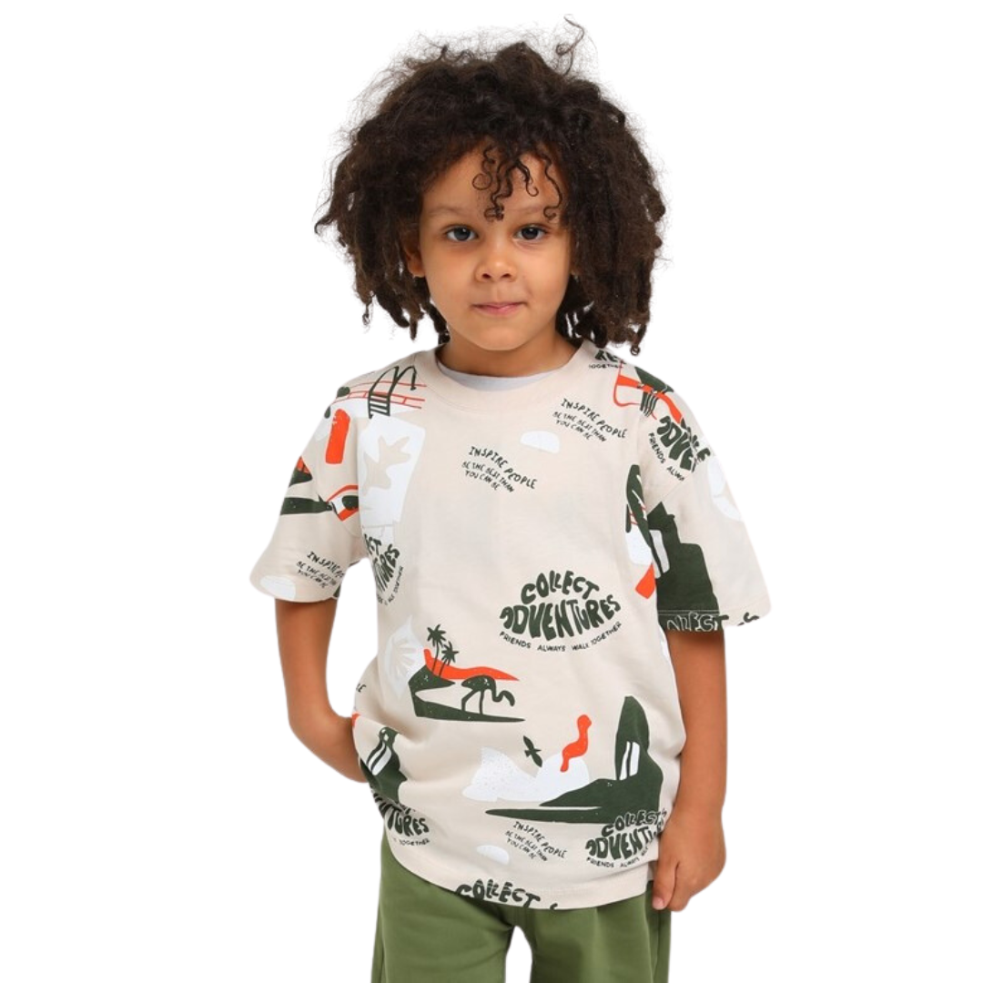 cotton t-shirt adventure pattern for kids escabel