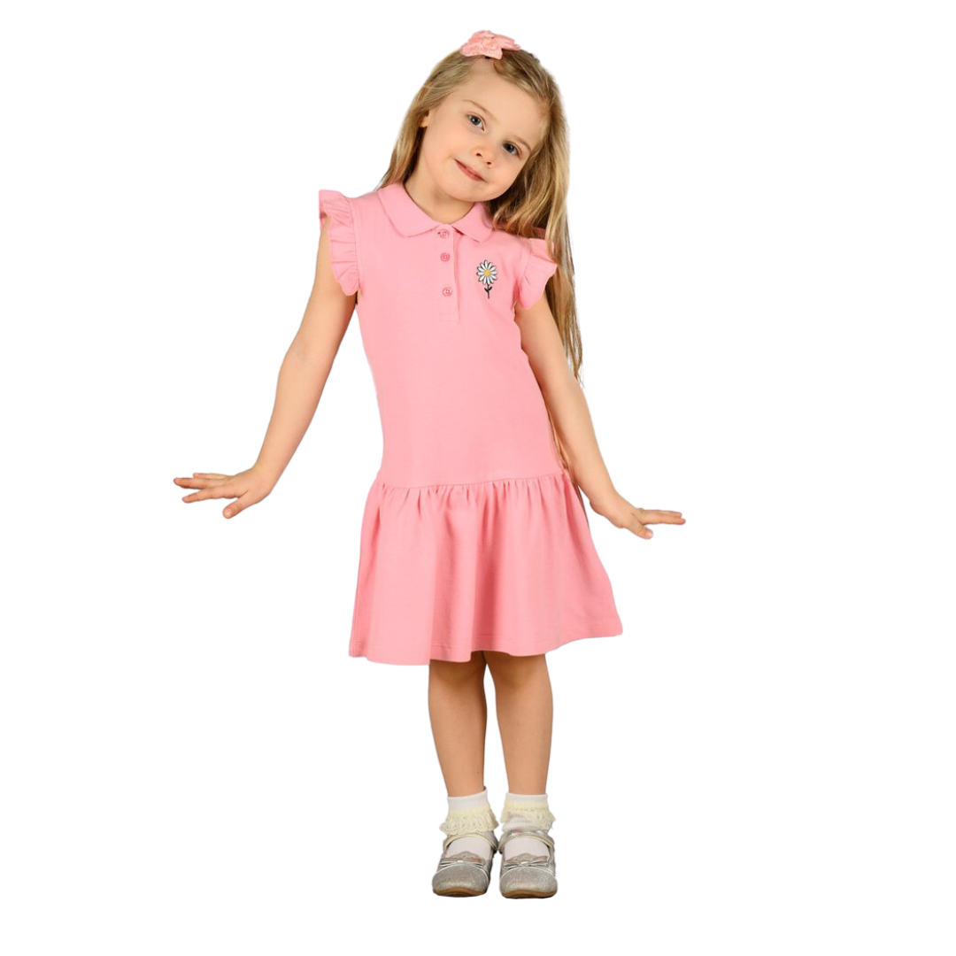 Pink Basic Polo Dress - Pink Basic Polo Dress - 2-3 Years - Silversun - Melymod