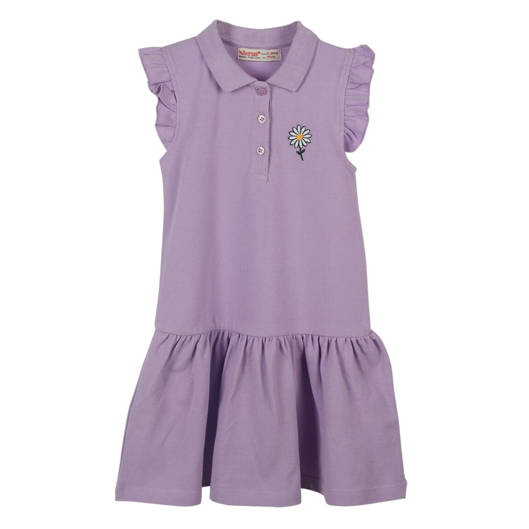 Purple Basic Polo Dress - Purple Basic Polo Dress - 2-3 Years - Silversun - Melymod