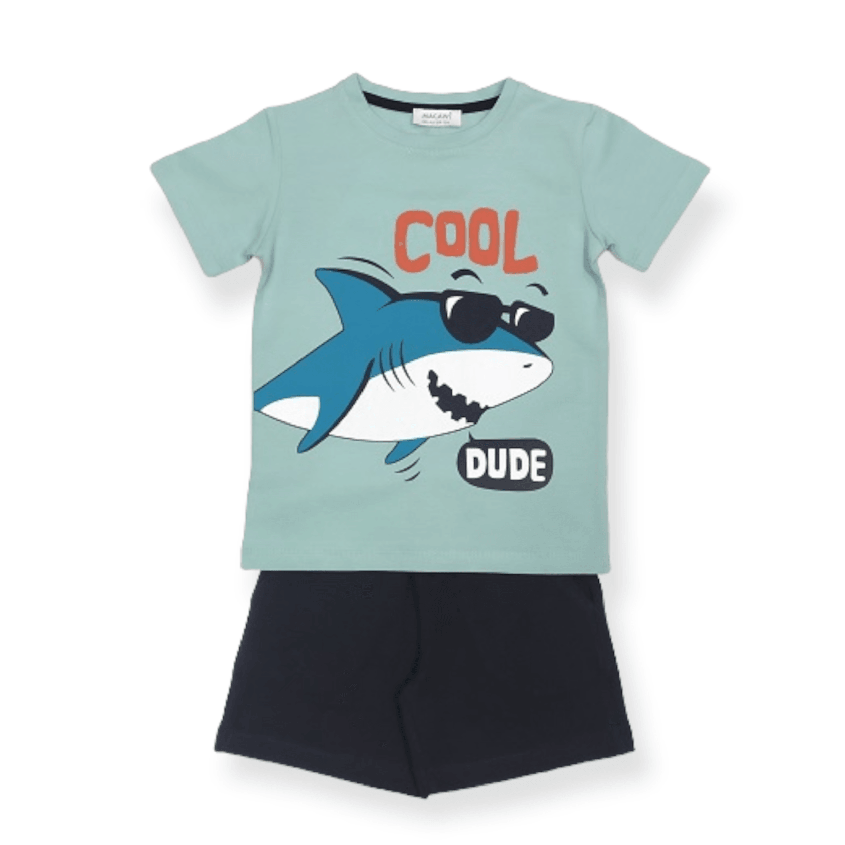Cool Dude Shark Set - Cool Dude Shark Set - 3-4 Years / Mint / Cotton - Macawi - Melymod