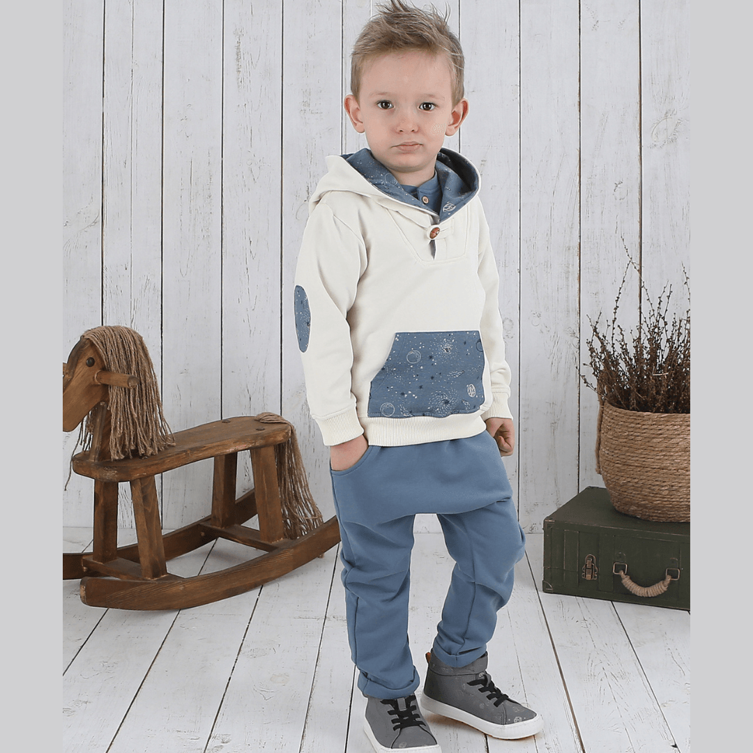 Organic Cotton Gray-Blue Trousers with Pockets - Organic Cotton Gray-Blue Trousers with Pockets - 6-12 Months - NilaKids - Melymod