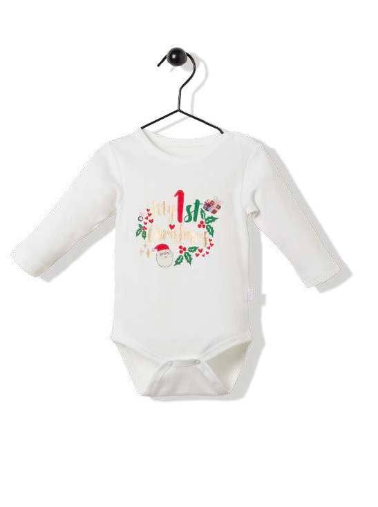 My first Christmas White Bodysuit - My first Christmas White Bodysuit - 3-6 Months - Melymod - Melymod