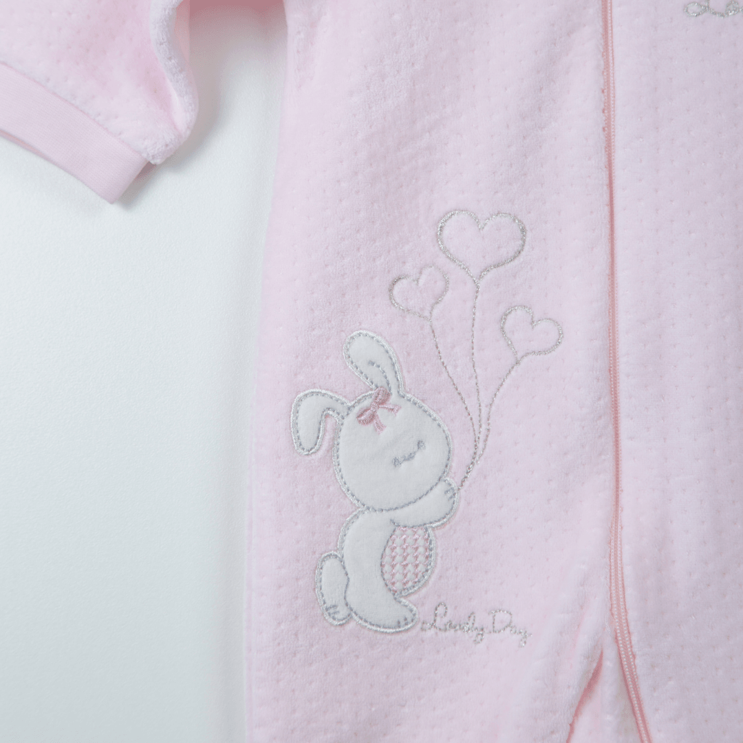 Bunny Pink Velvet Pajama - Bunny Pink Velvet Pajama - 3-6 Months - Bebetto - Melymod