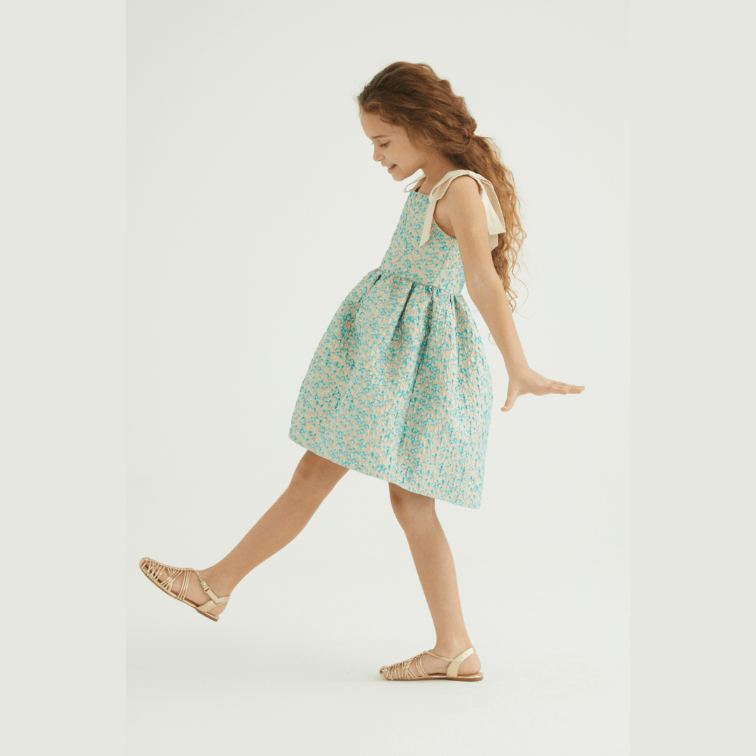 Gold and Mint Green Glittery Dress - Gold and Mint Green Glittery Dress - 4-5 Years - She She - Melymod