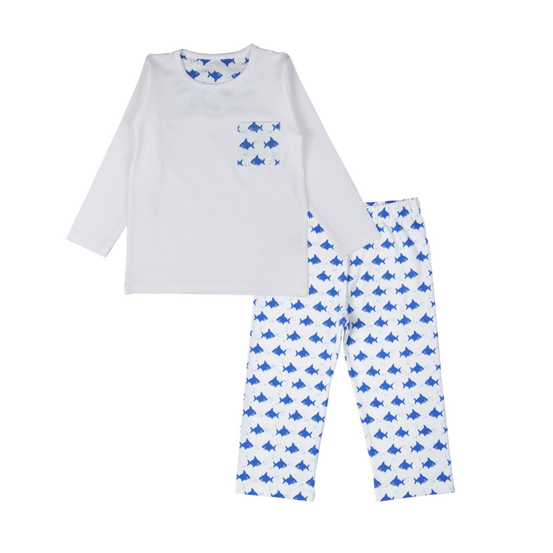 Shark organic cotton pajama set (1 to 5yrs) - Shark organic cotton pajama set (1 to 5yrs) - 1-2 Years - NilaKids - Melymod