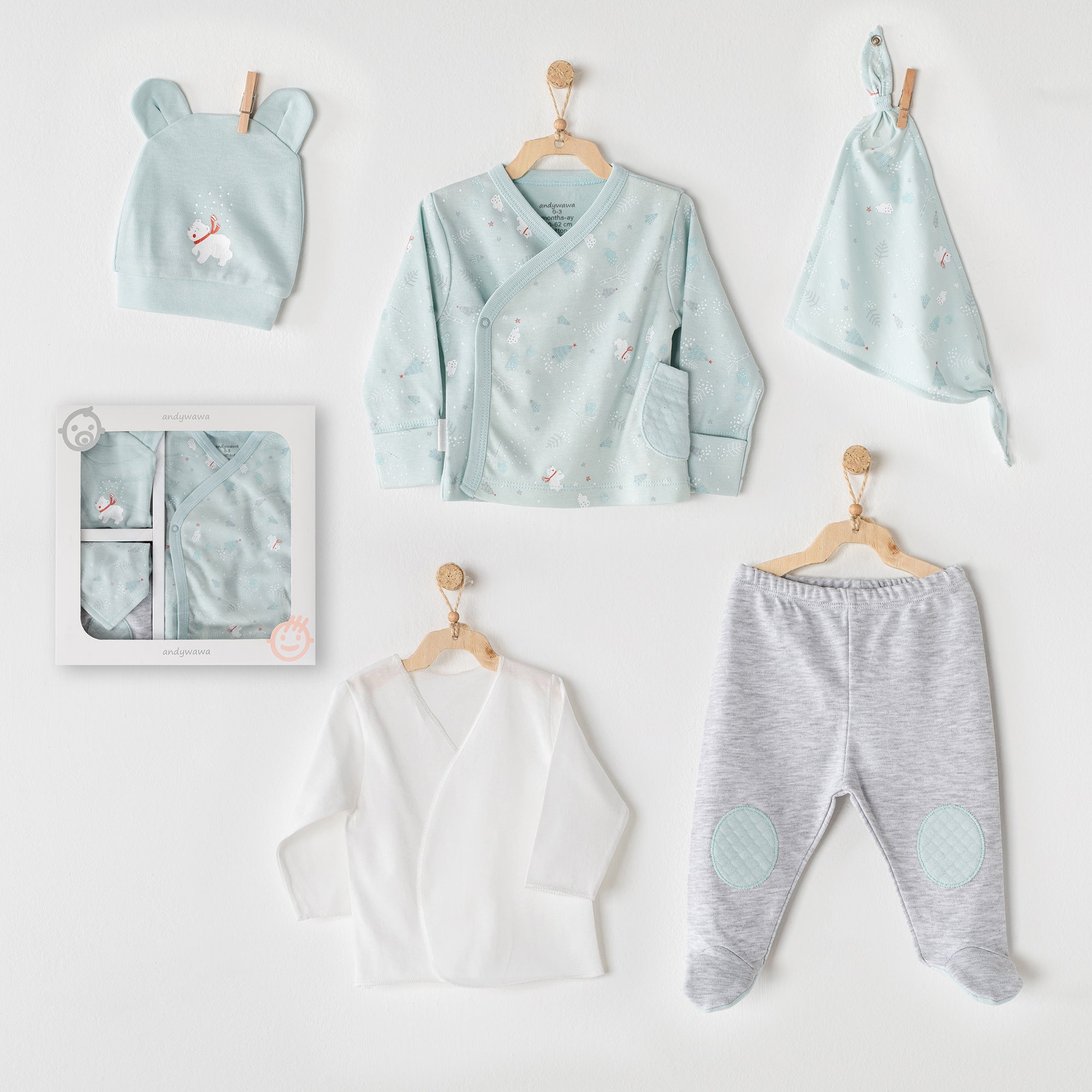 New born 5 pieces hospital set - New born 5 pieces hospital set - 0-3 Months - Andywawa - Melymod