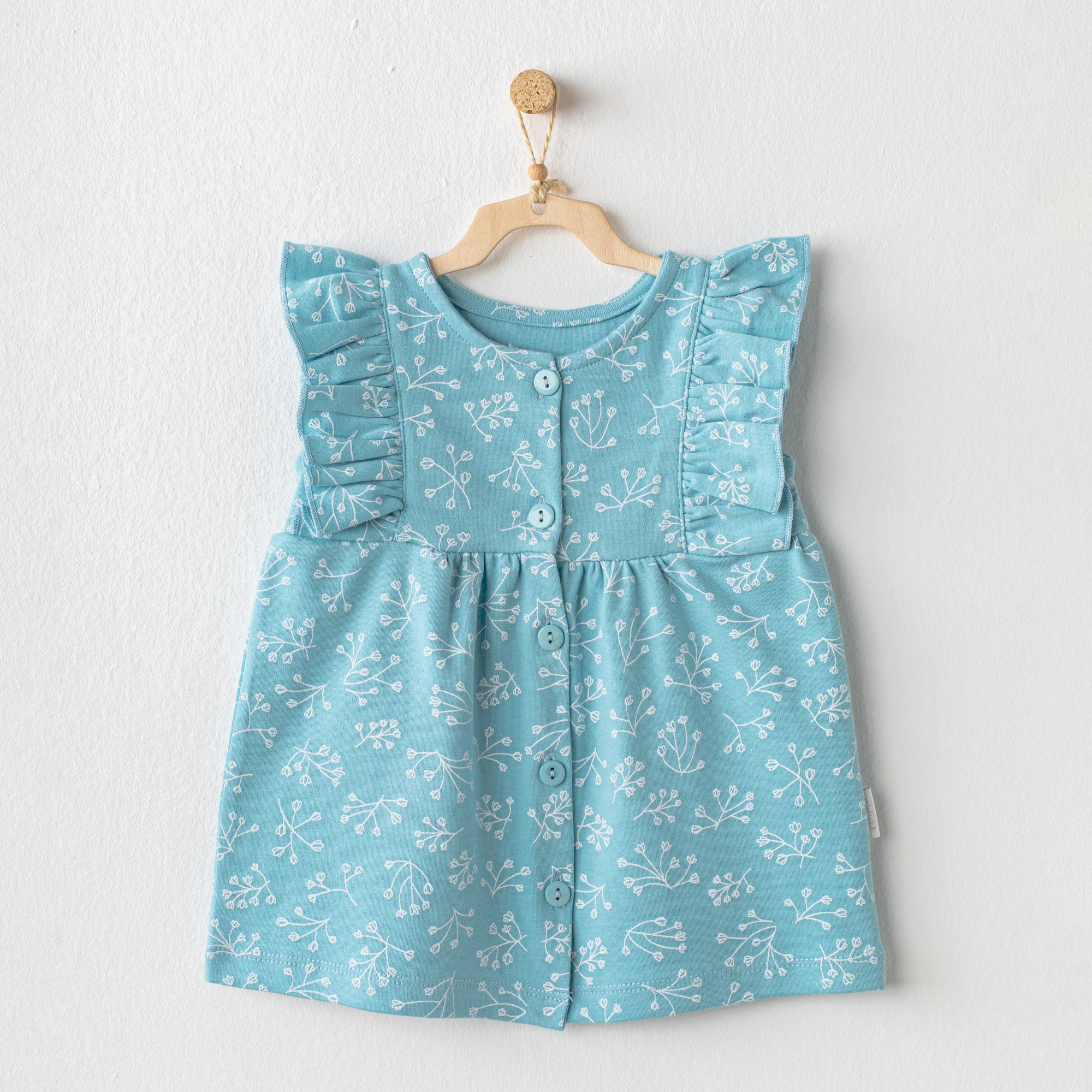 Baby Girl Cotton Blue Floral Dress - Baby Girl Cotton Blue Floral Dress - 1-3 Months - Andywawa - Melymod