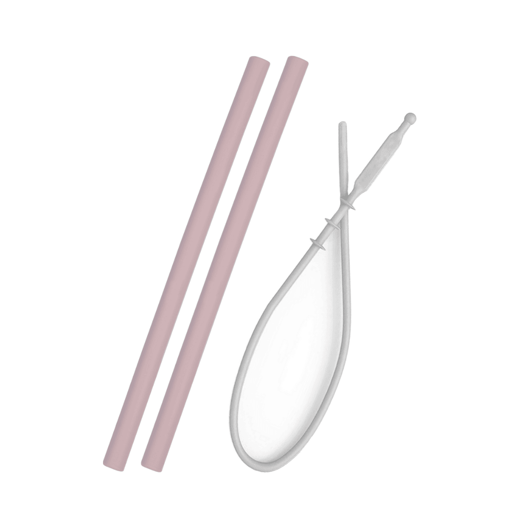 MinikOiOi Flexi Straws - 2pcs Pink & Brush - MinikOiOi Flexi Straws - 2pcs Pink & Brush - Pinky Pink - Minikoioi - Melymod